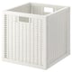 Panier en osier BRANÄS blanc, forme carrée, design tissé à la main, s’adapte aux étagères kallax, robuste avec poignées.