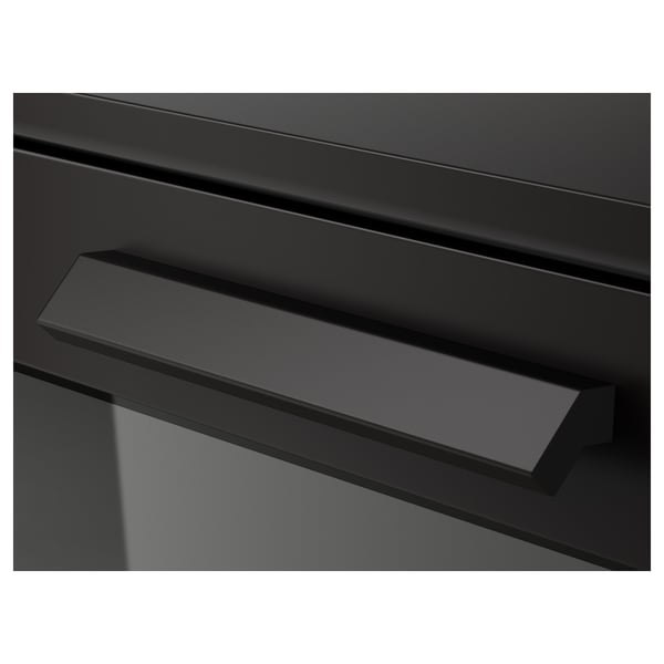 Commode noir brillant avec tiroir supérieur givré ; Design élégant et moderne.