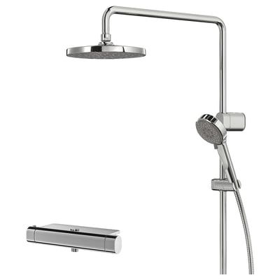 Set de douche BROGRUND, chromé, comprend une douchette de tête et une douchette à main, design élégant de sécurité.