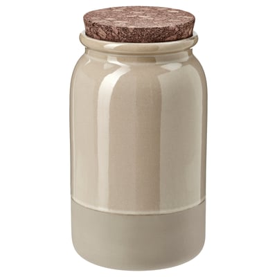 Pot BRUGDHAJ : rangement beige avec couvercle en liège, décoratif et pratique.