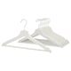 BUMERANG, cintres blancs, lot de 10, en bois avec rainures, crochets chromés, design simple, rangement de placard.