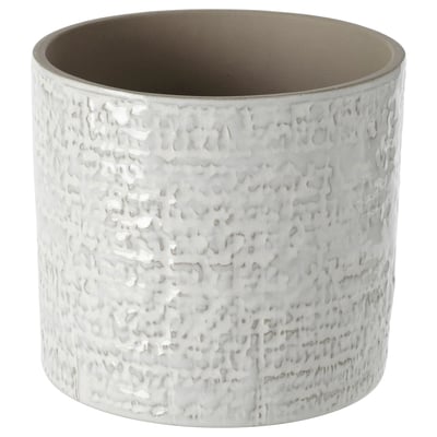CHIAFRÖN jardinière en céramique blanche ; Forme ronde, surface texturée.