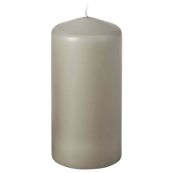 DAGLIGEN Bougie bloc non parfumée, gris-beige, 14 cm 40 hr