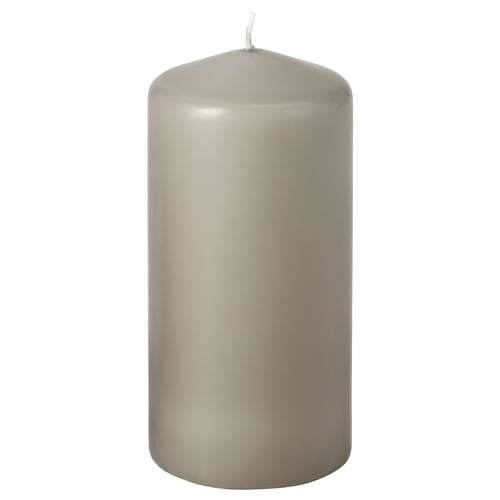 DAGLIGEN Bougie bloc non parfumée, gris-beige, 14 cm 40 hr