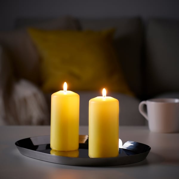 DAGLIGEN Bougie bloc non parfumée, jaune pâle, 14 cm 40 hr