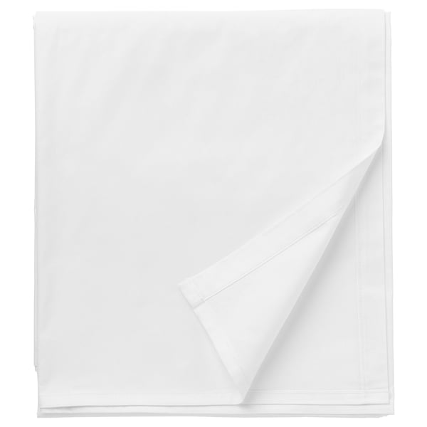 Ensemble de draps en coton DVALA blanc immaculé, plié carré, texture lisse.
