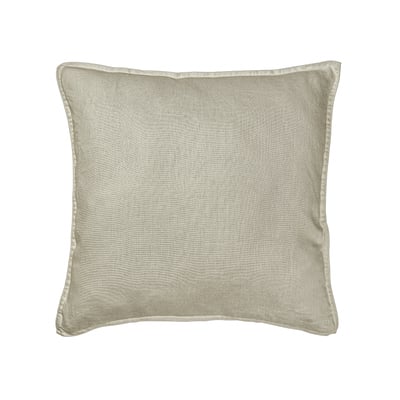 Coussin carré en lin blanc cassé avec fermeture éclair.