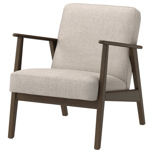 EKENÄSET Fauteuil, motif noyer/Kilanda beige clair