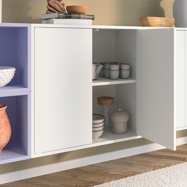 EKET Combinaison rangement murale, blanc/lilas pâle, 175x35x70 cm