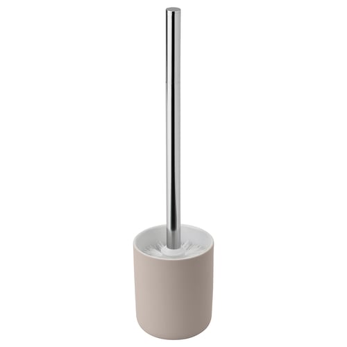 Brosse de toilette EKOLN, rose clair, plastique et acier inoxydable, forme ronde, design moderne.