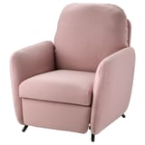 Fauteuil inclinable EKOLSUND rose clair avec accoudoirs rembourrés et dossier haut pour le soutien de la nuque, conçu pour le confort et la durabilité.