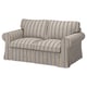 Causeuse EKTORP : rayures beige et marron, accoudoirs roulés, coussins moelleux.