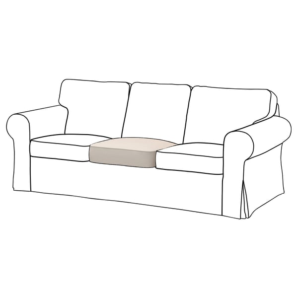 Un canapé blanc EKTORP, avec accoudoirs et dossier roulés, au design minimaliste.