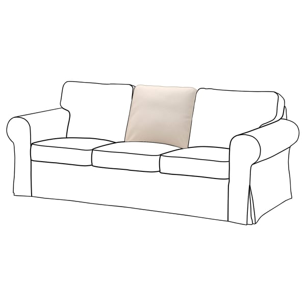 Un canapé EKTORP en beige avec des accoudoirs roulés et un seul coussin sur fond blanc.