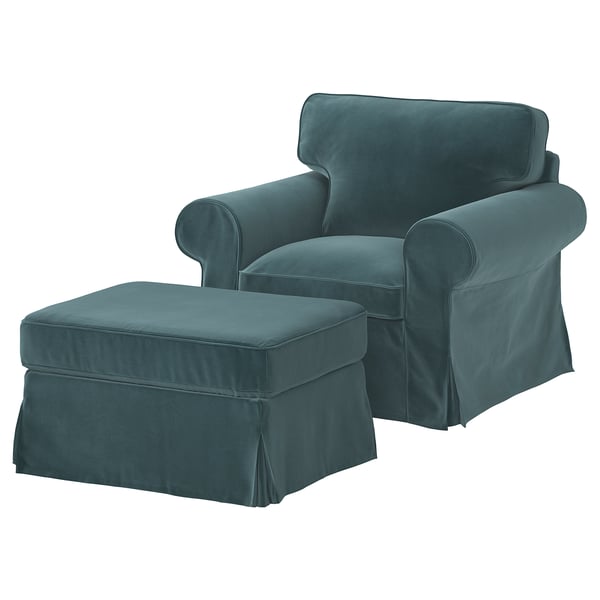 EKTORP Fauteuil avec repose-pieds, Alhamn bleu gris foncé