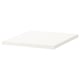 Une étagère ELVARLI blanche, de forme rectangulaire, en peinture acrylique sur panneau de particules avec des bords en plastique.
