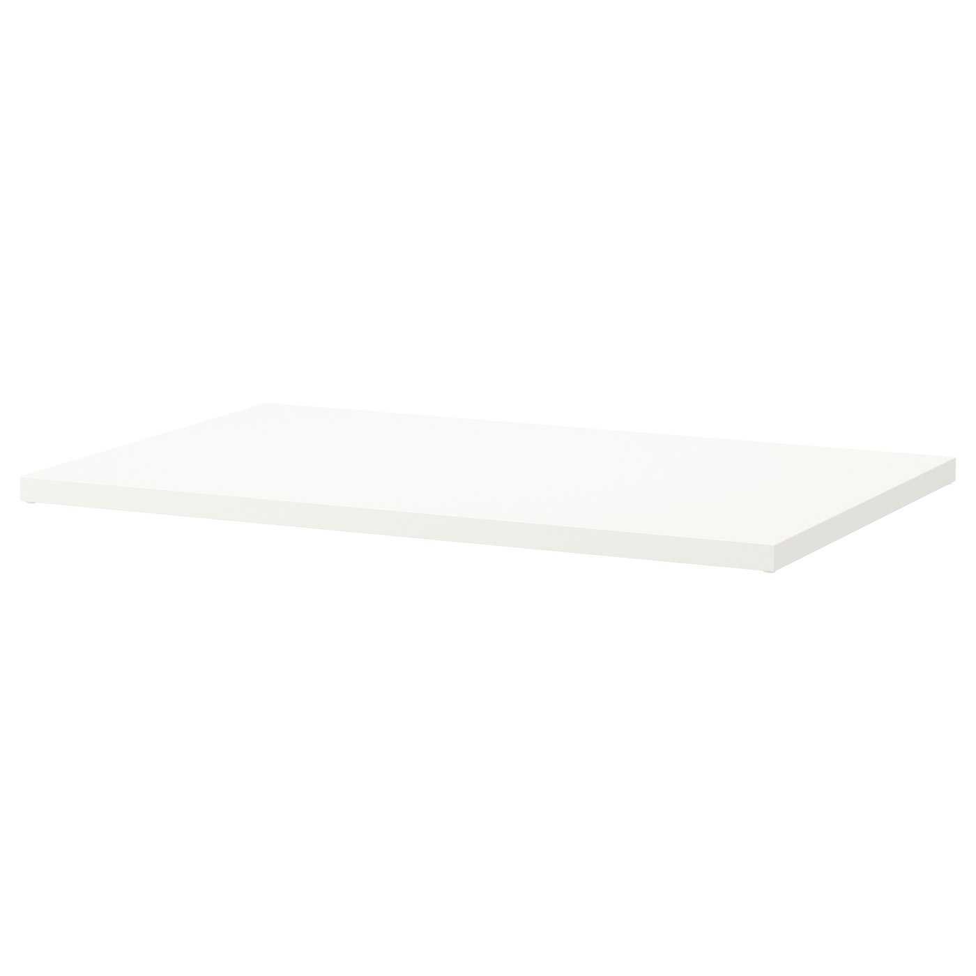 Une étagère rectangulaire blanche, de conception simple, et fabriquée à partir de panneaux de particules peints à l’acrylique.