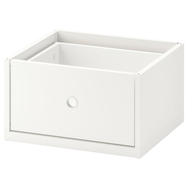 Un tiroir ELVARLI blanc, aux lignes épurées et au design minimaliste, parfait pour organiser les objets.