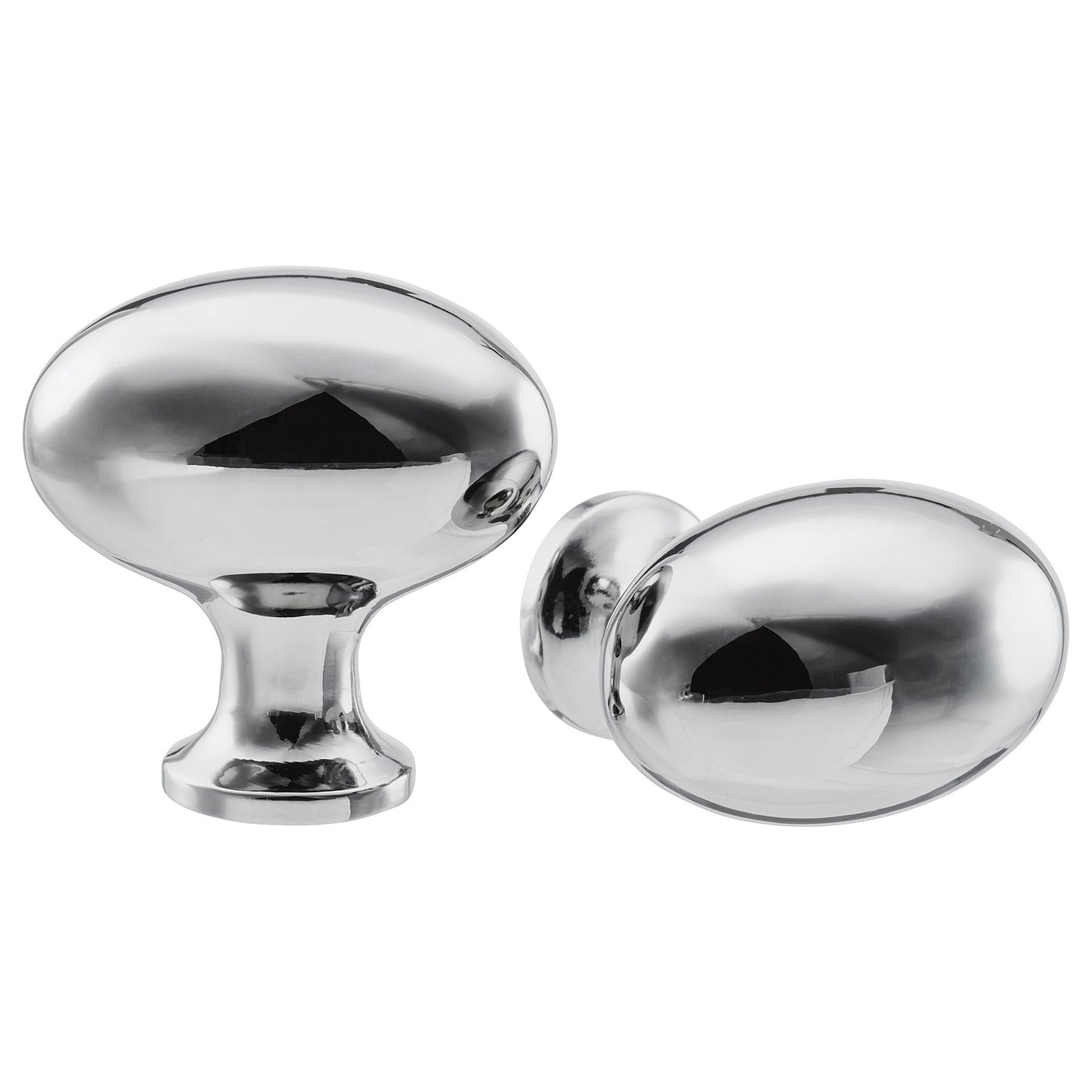 Boutons en métal de style traditionnel ENERYDA, de couleur chrome, en aluminium, deux formes ovales lisses.