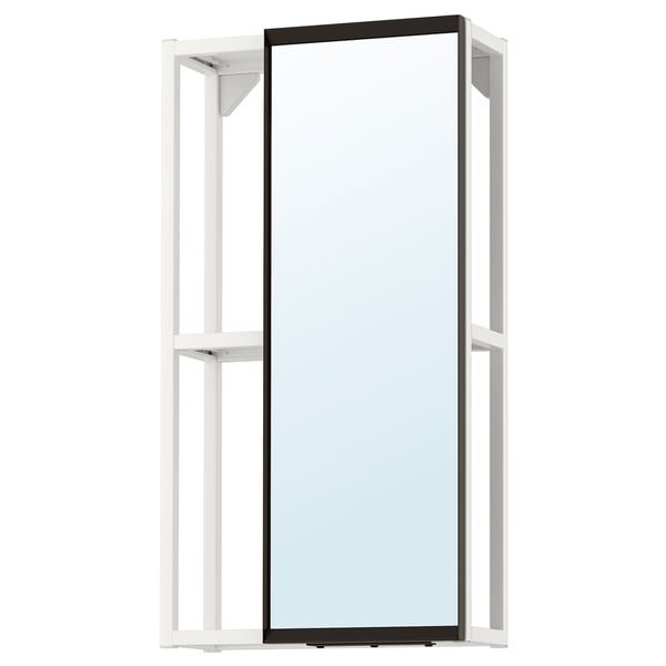 ENHET : miroir suspendu blanc, verre, design minimaliste.
