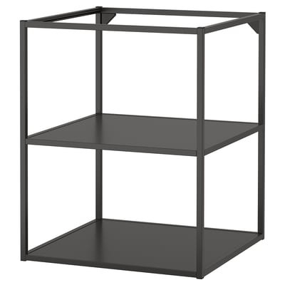 Meuble de rangement de cuisine en métal noir ENHET. Design carré avec deux étagères.