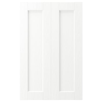 ENKÖPING : porte d’armoire blanche, aspect bois, design carré, film durable.