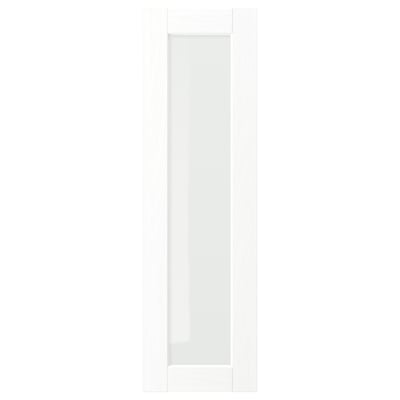 Une porte d’armoire ENKÖPING blanche avec un panneau en verre givré. Un design moderne et rectangulaire.