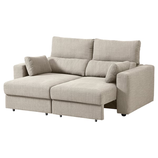 Canapé ESKILSTUNA : gris clair, en forme de L, dossier haut, coussins réglables, design confortable.