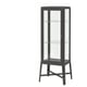 Armoire à portes vitrées en métal noir, FABRIKÖR, étagères réglables.