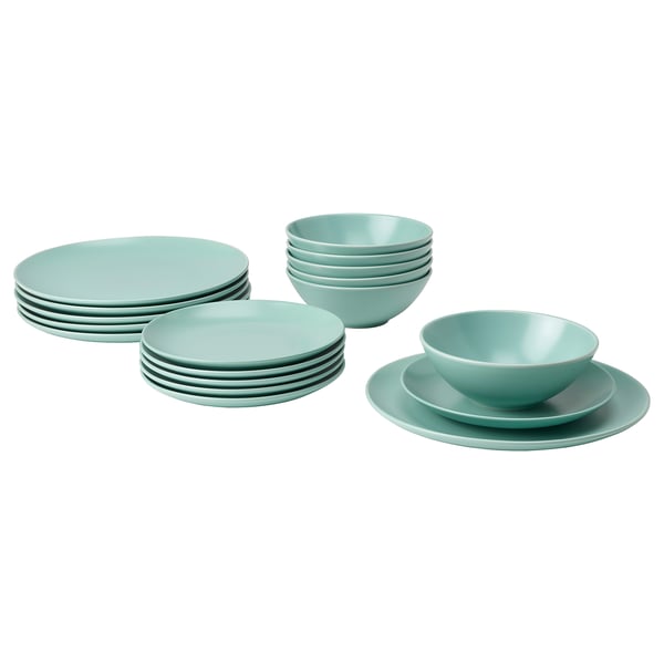 Service de table en grès sarcelle - assiettes, bols, design moderne simple