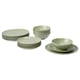 FÄRGKLAR vert set de 16 pièces - assiettes, bols, grès, design minimaliste moderne.