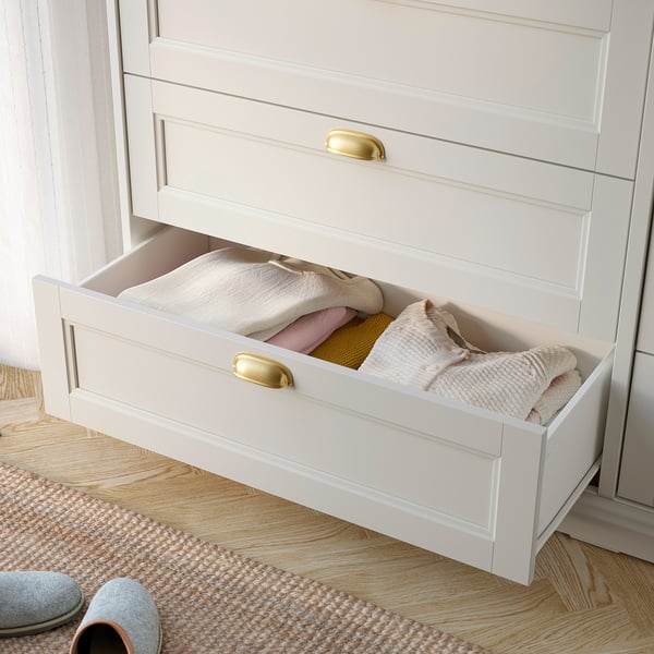 FÅGELFJÄLLET Commode 8 tiroirs, blanc cassé, 160x51x101 cm