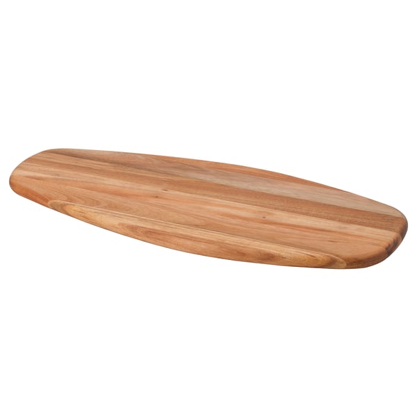 Planche à découper en bois, FASCINERA, acacia. Ovale, granuleux, brun.