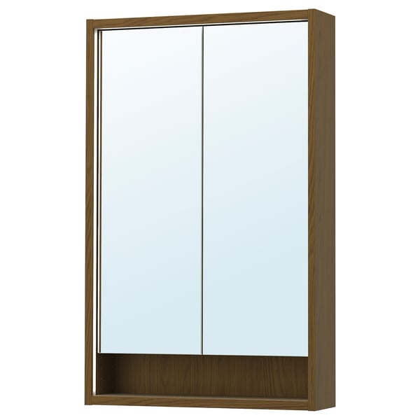 Armoire de toilette FAXÄLVEN, cadre en bois, éclairage intégré, murale.