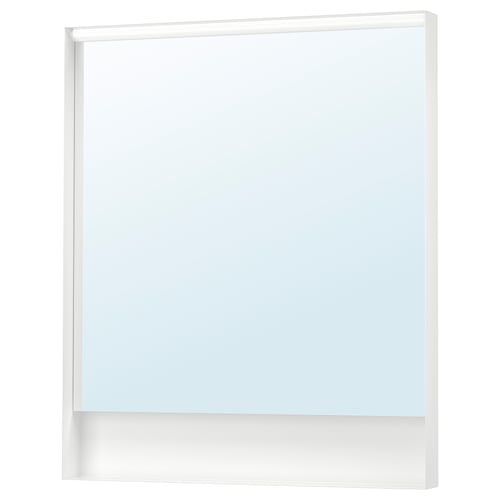 Miroir FAXÄLVEN : blanc, rectangulaire, cadre éclairé.