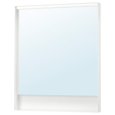 Miroir FAXÄLVEN : blanc, rectangulaire, cadre éclairé.