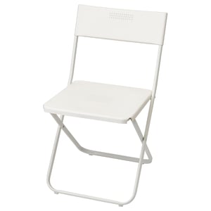 Chaise pliable FEJAN, blanc, acier et plastique, design minimaliste.