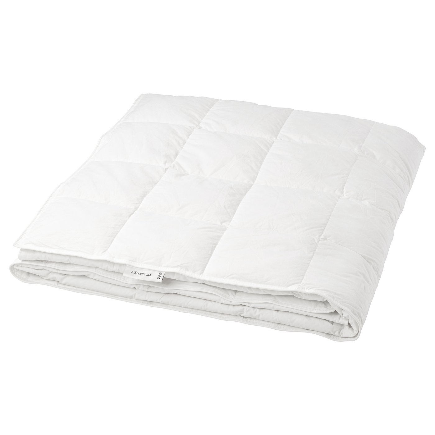 Couette blanche Fjällräckka, rectangulaire, rembourrée, coton doux, garnissage en duvet/plumes recyclés, motif en point de boîte.