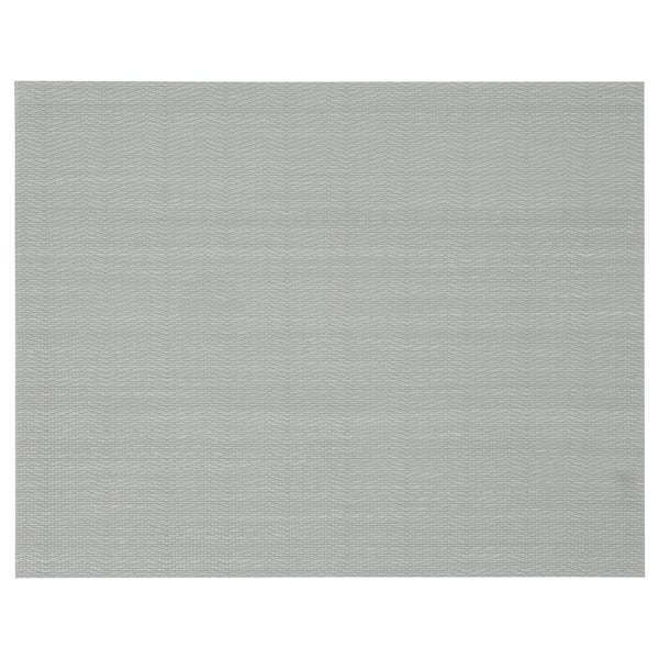 Set de table FLYGFISK, rectangulaire, plastique gris clair tissé, design neutre.