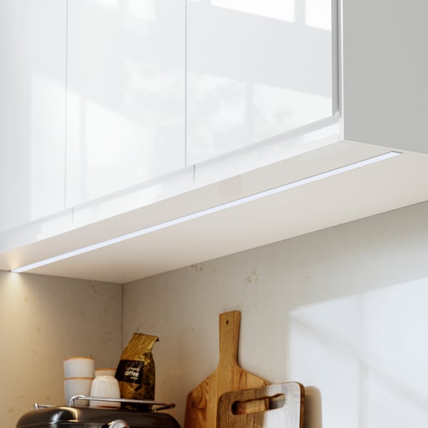 FÖRBÄTTRA Panneau de finition pour éclairage, brillant blanc, 221 cm
