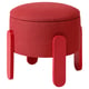 Repose-pieds FÖRLUNDA rouge, rond avec pieds en bois.