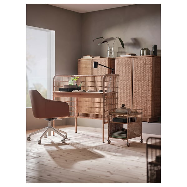 FRYKSÅS Bureau, rotin, 110x54 cm