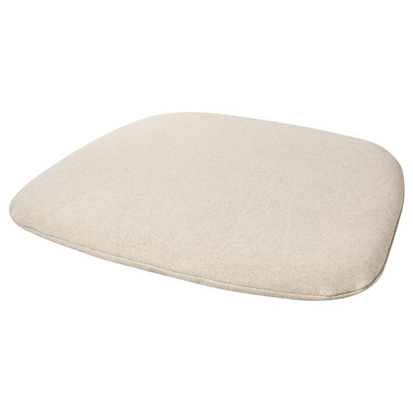 Coussin crème FRYKSÅS, doux, rond, beige, housse zippée, convient aux chaises en rotin, aux matériaux écologiques.