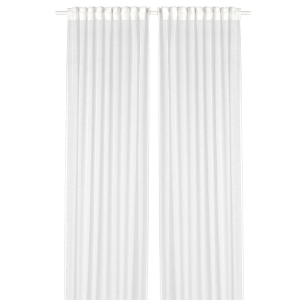 Voilages GJERTRUD blancs, rectangulaires, en polyester recyclé.
