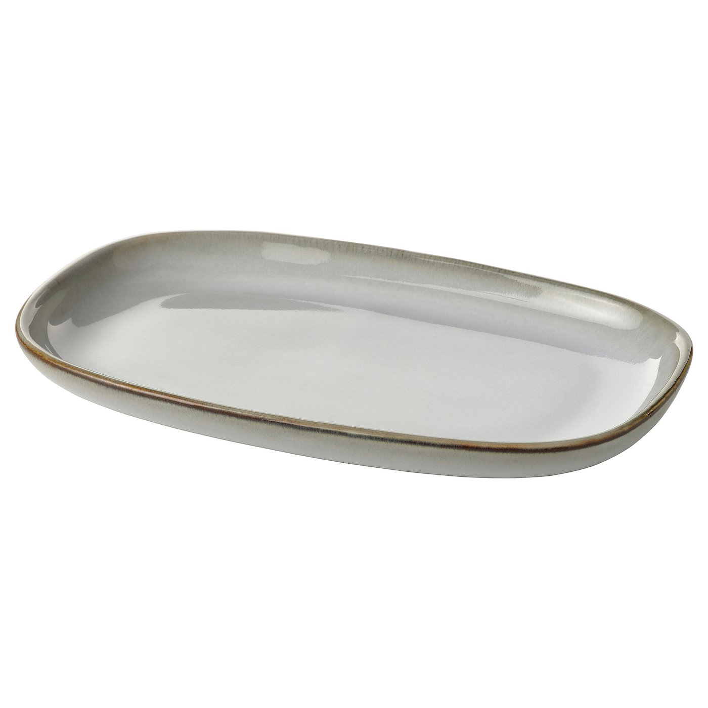 Assiette ovale en grès fabriquée à la main avec glaçure sablonneuse.