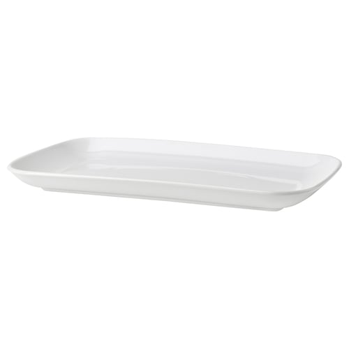 Plateau GODMIDDAG blanc, rectangulaire, bords lisses, design simple.