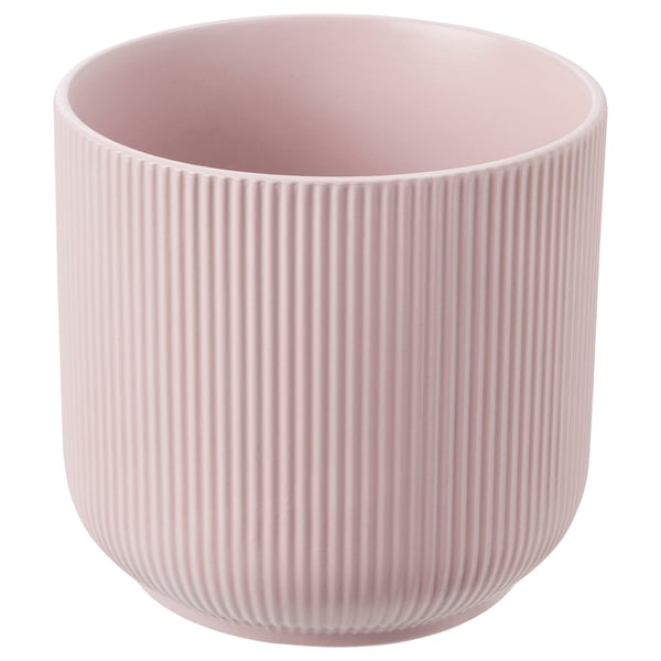 GRADVIS : jardinière en céramique rose clair, nervurée, ronde.