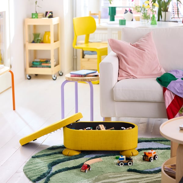 GREJSIMOJS Pouf avec rangement, jaune