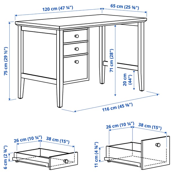 GULLABERG Bureau, blanc, 120x65x75 cm