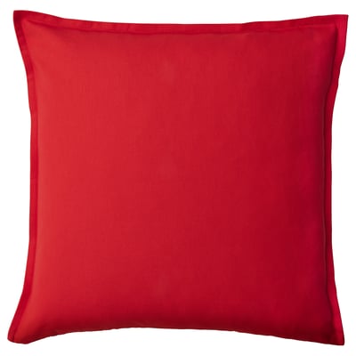 Housse de coussin GURLI rouge, carrée, tissu uni, design élégant.